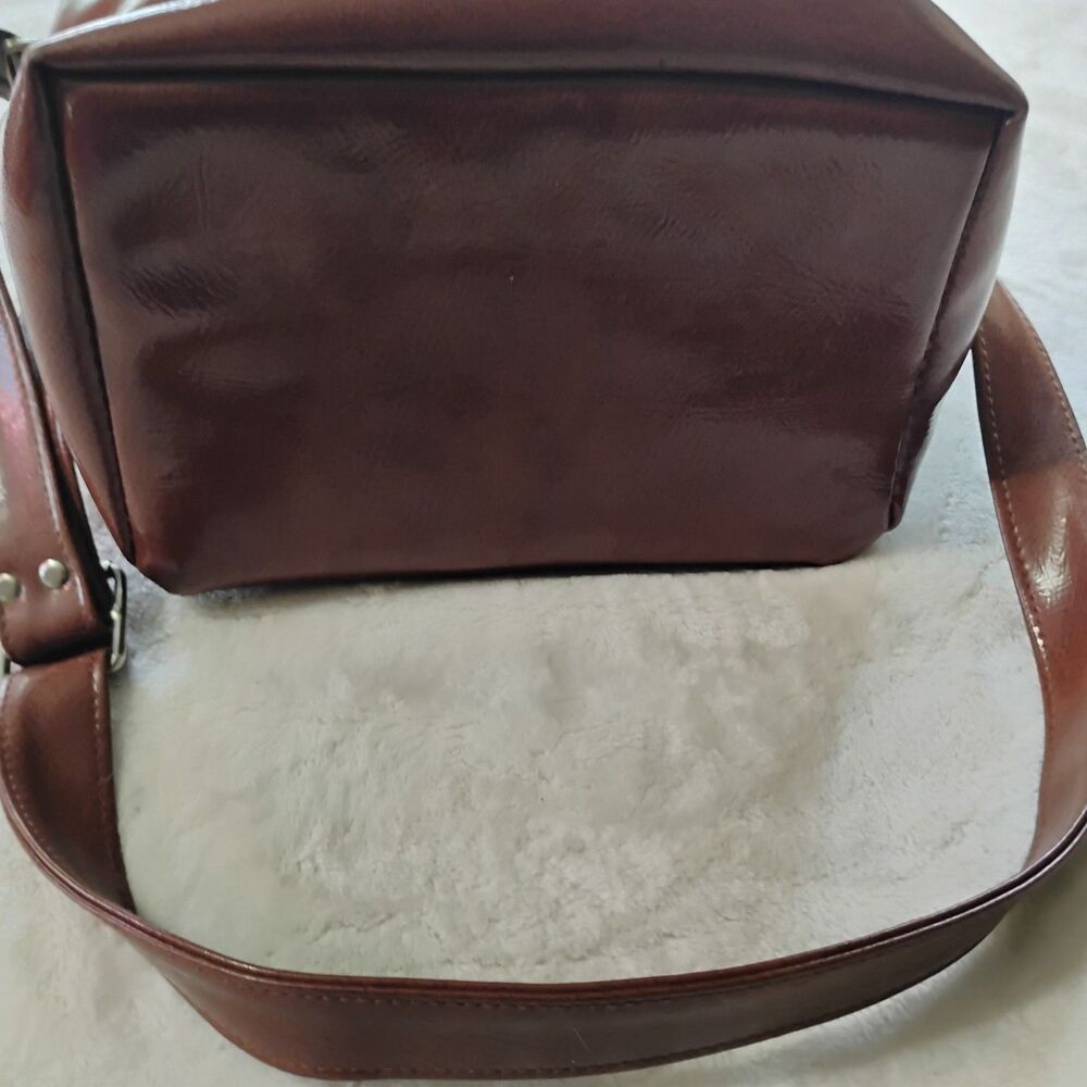 Vintage Brown Faux Leather Camera Bag Crossbody Case Taiwan 70s Gear Travel 9x9 - Picture 5 of 16